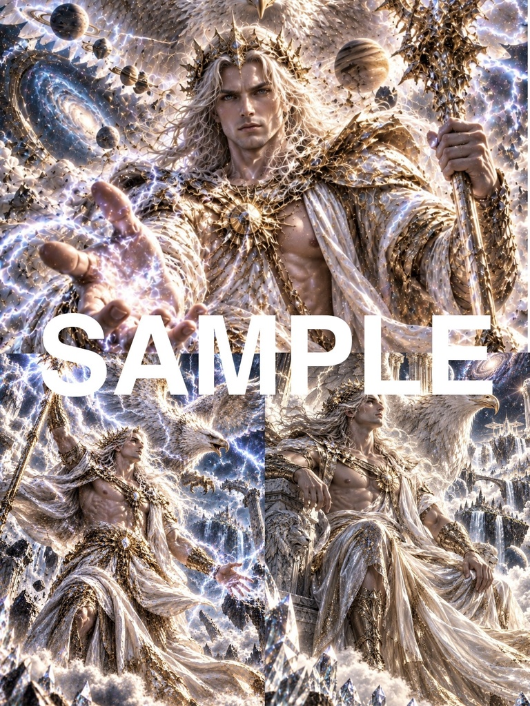 ULTIMATE ZEUS|究極のゼウス|天空と雷を統べる神の幻想的AIアート3枚セット