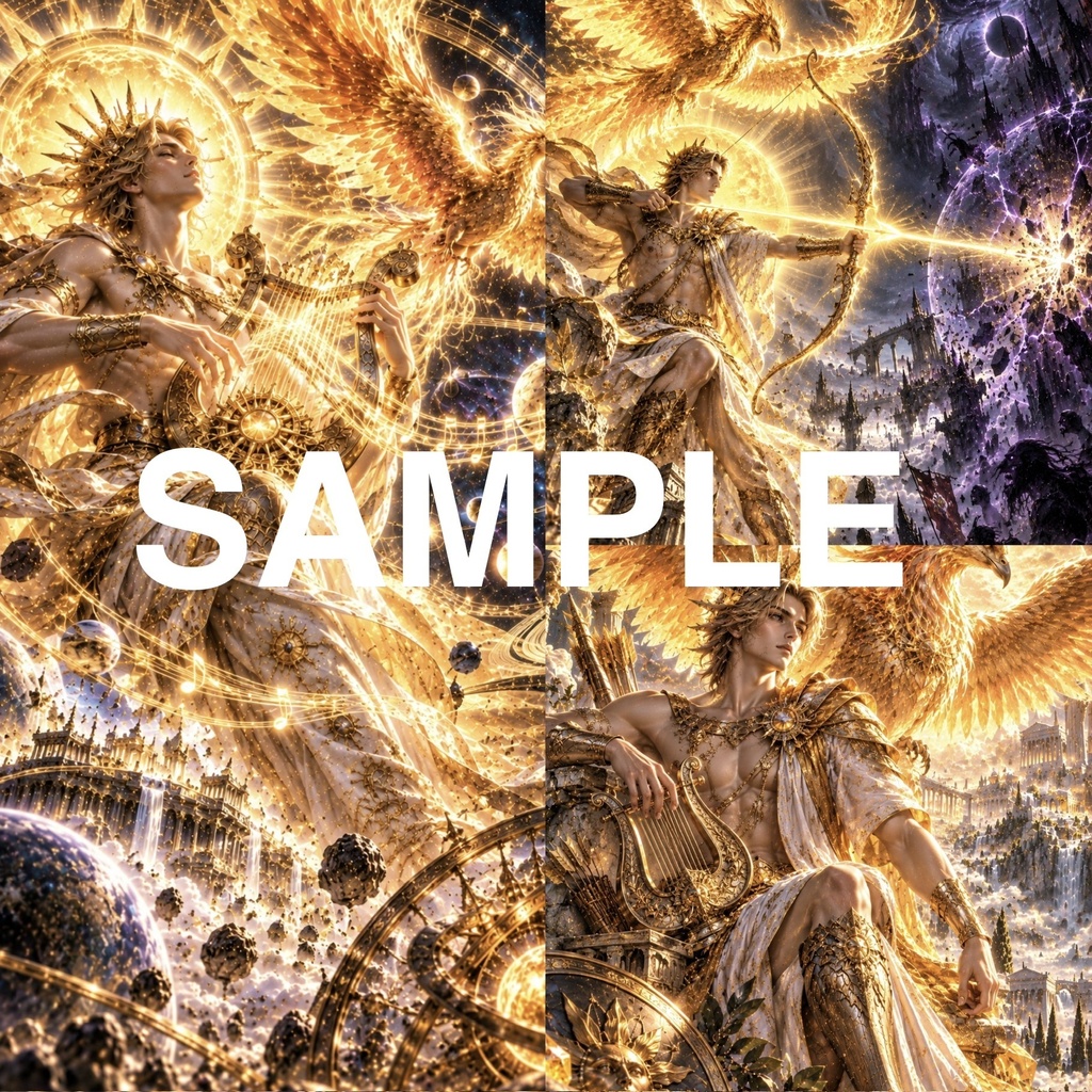 ULTIMATE APOLLO｜究極のアポロン｜太陽と光を司る神の幻想的AIアート3枚セット