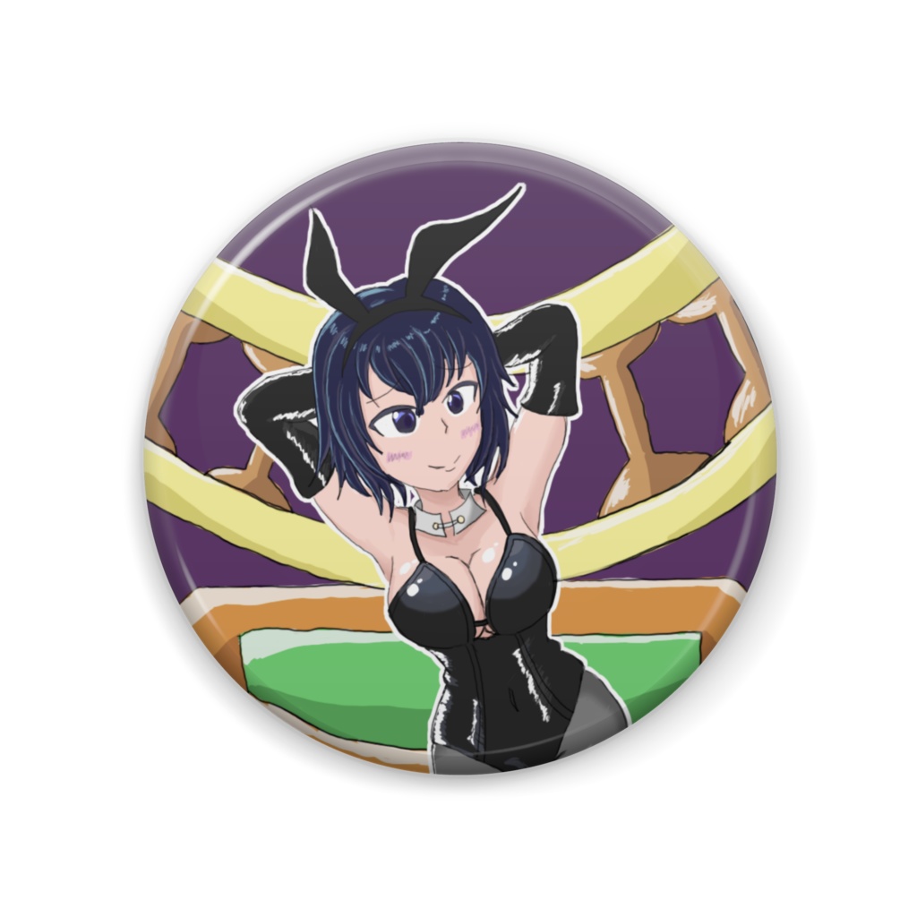 缶バッジ　黒髪バニー