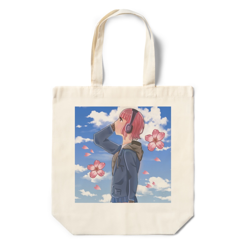 桜舞うヘッドフォン系女子