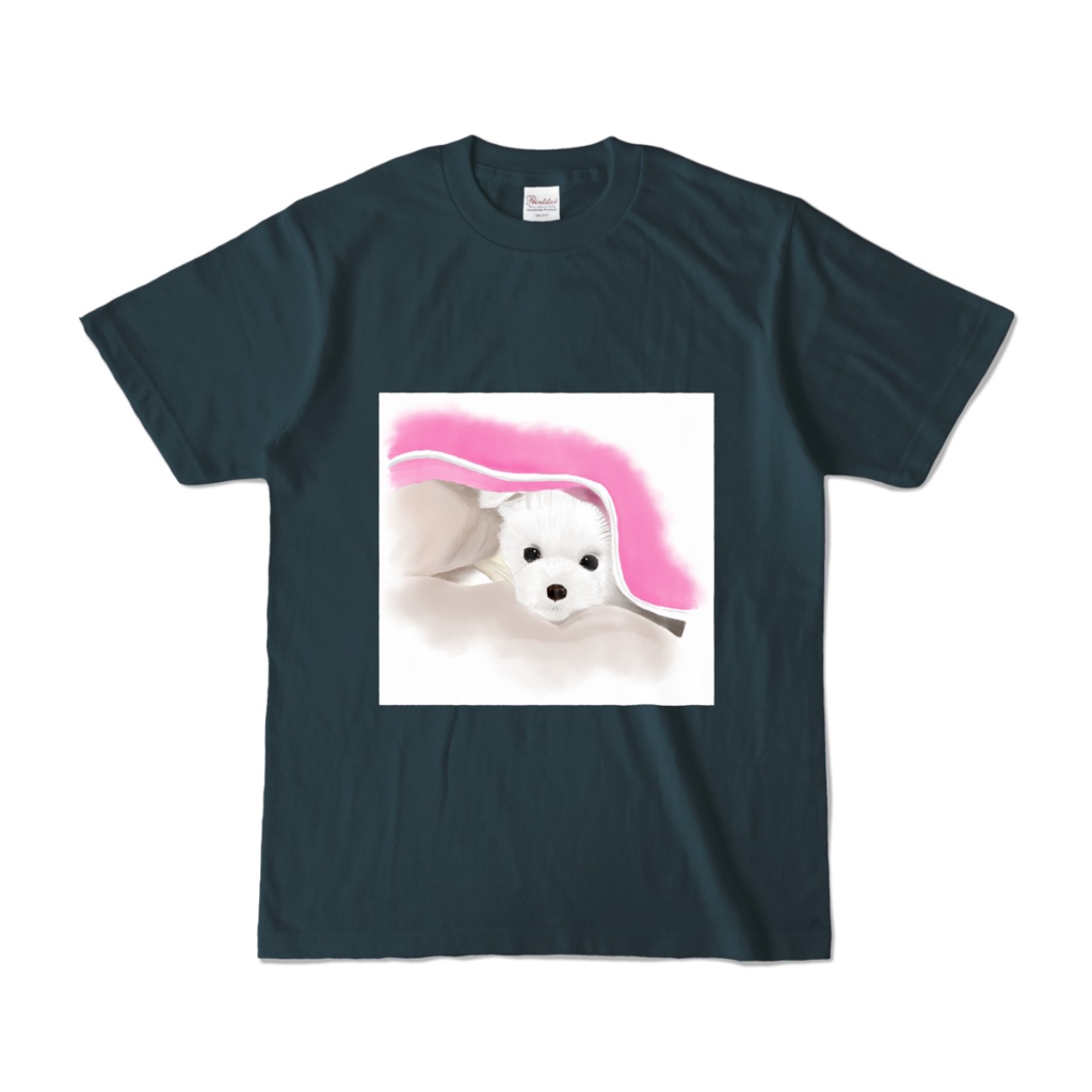 ブランケットからのぞく犬 デニム