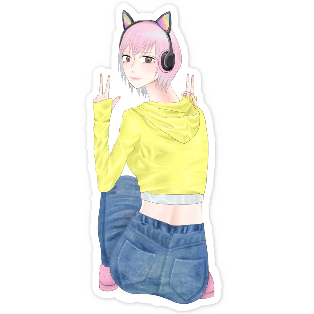ねこヘッドフォンの女の子