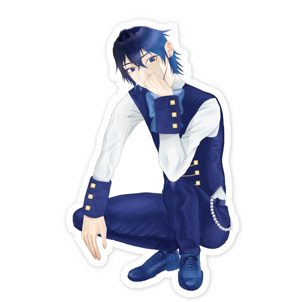 座っているお兄さん