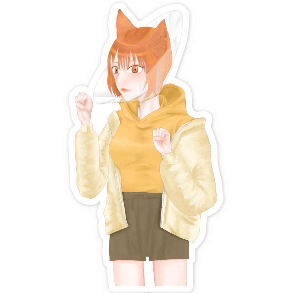 エリザベスカラーを付けた猫娘