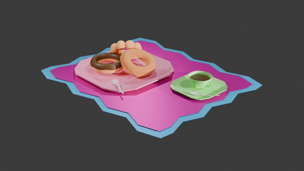 3DCG小物 ドーナツ 紅茶セット
