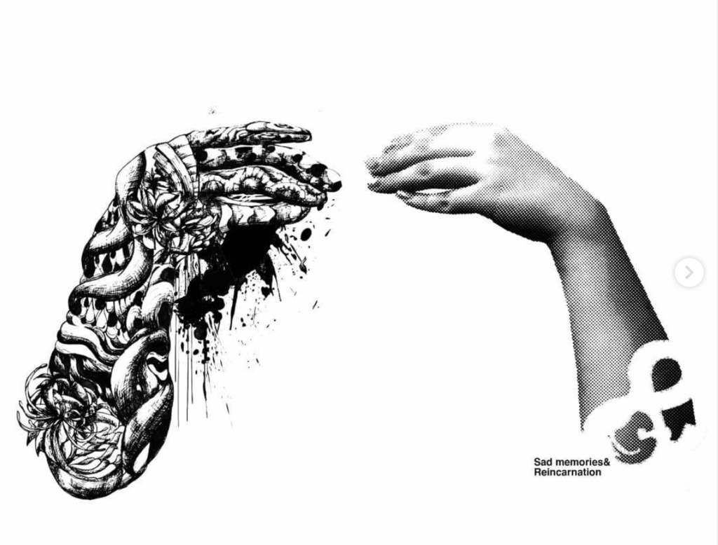 バックデザインシャツ黒