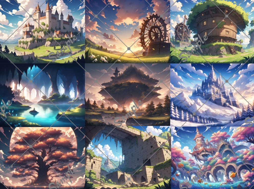 【てがき風】大自然×ファンタジー背景素材100枚【TRPG/ゲーム制作/漫画背景】