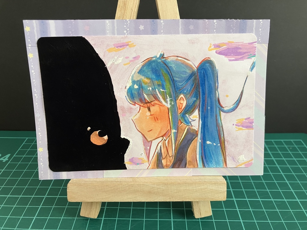 【原画】くろいの と あおいの ポストカードサイズ