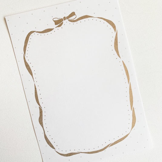 キラキラ水玉とリボン枠*一筆箋