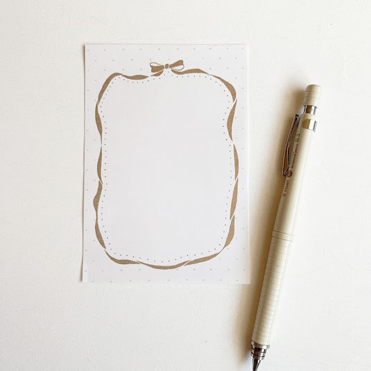 キラキラ水玉とリボン枠*一筆箋