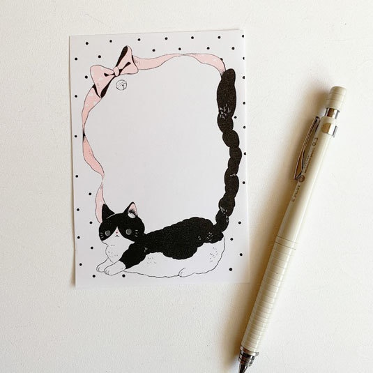 もこもこねことリボン*一筆箋