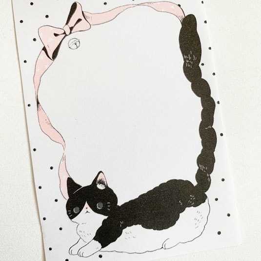 もこもこねことリボン*一筆箋