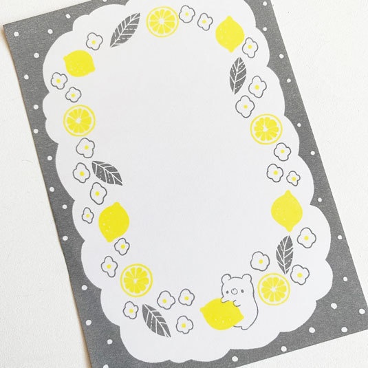 しろくまとレモン(鈍色)*一筆箋