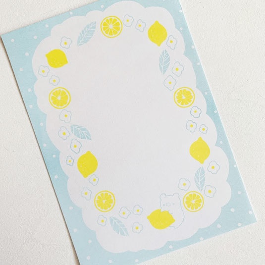 しろくまとレモン(水色)*一筆箋
