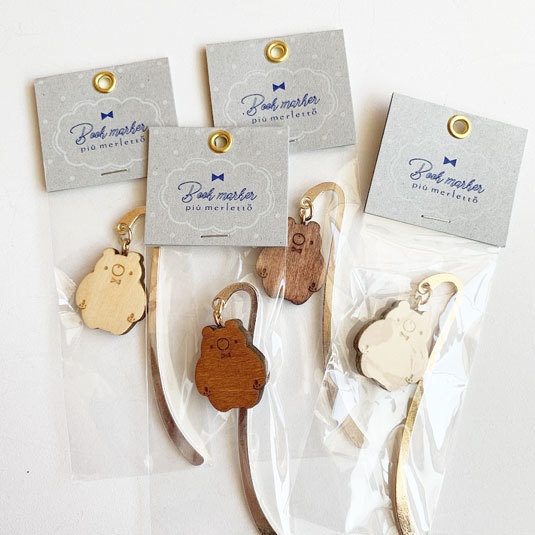 ぽちゃくま*木のブックマーカー