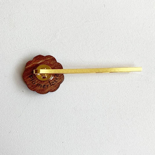 白い花束(マホガニー)*木のヘアピン