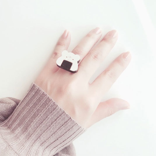 くまおにぎり*木の指輪