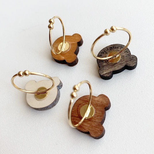 シンプルくま*木の指輪