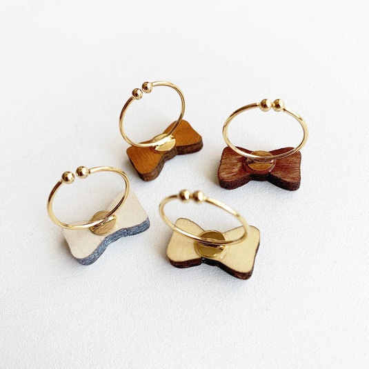シンプルリボン*木の指輪