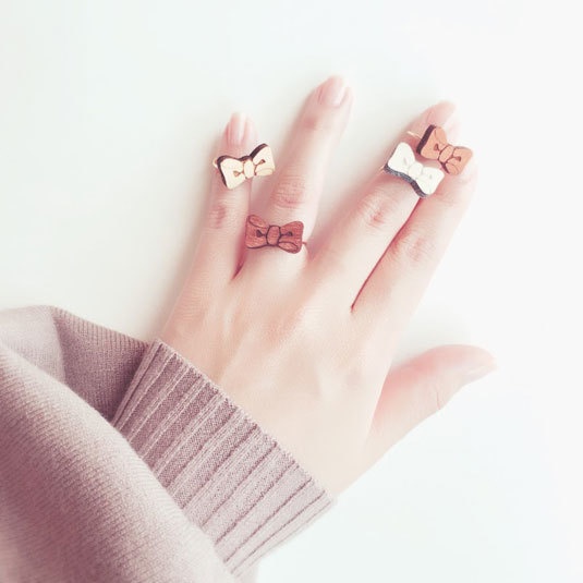 シンプルリボン*木の指輪