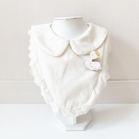 白いとりさん*木のブローチ