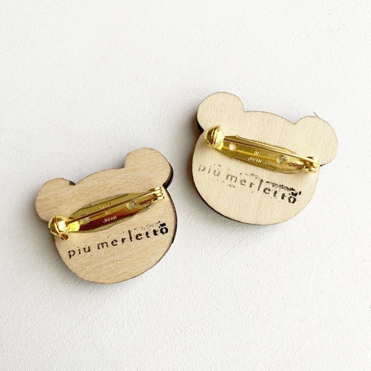 シンプルくまさん(お顏あり)*木のブローチ