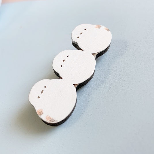 なかよしシマエナガ*木のブローチ