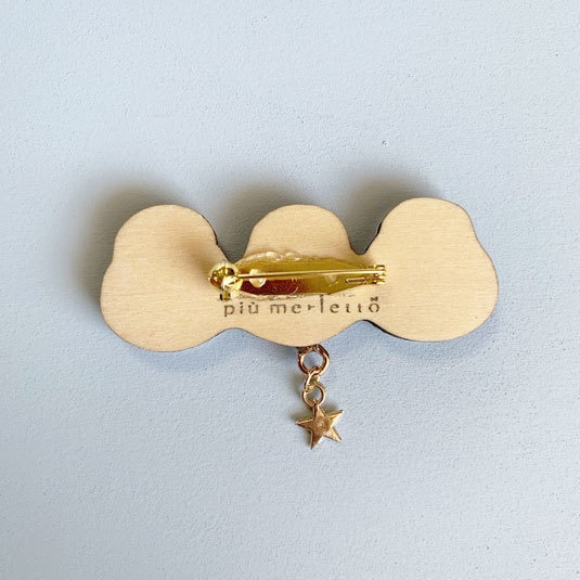 なかよしシマエナガ*木のブローチ