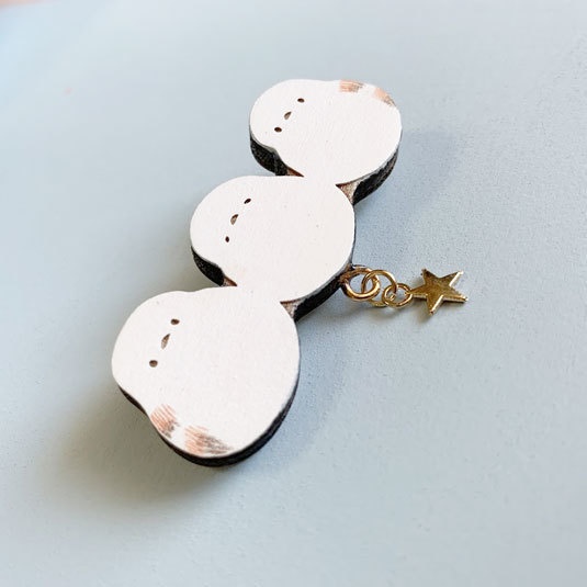 なかよしシマエナガ*木のブローチ