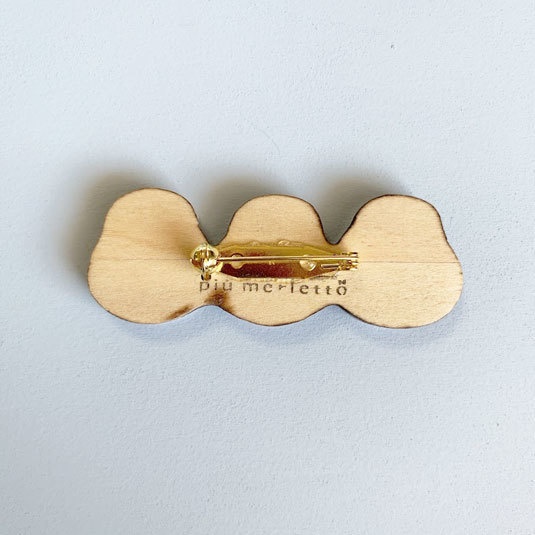 なかよしシマエナガ*木のブローチ