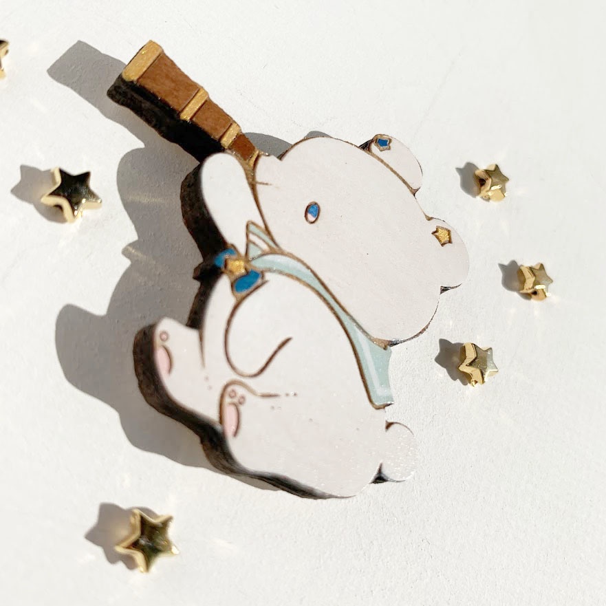 たんけん!星くま*木のブローチ