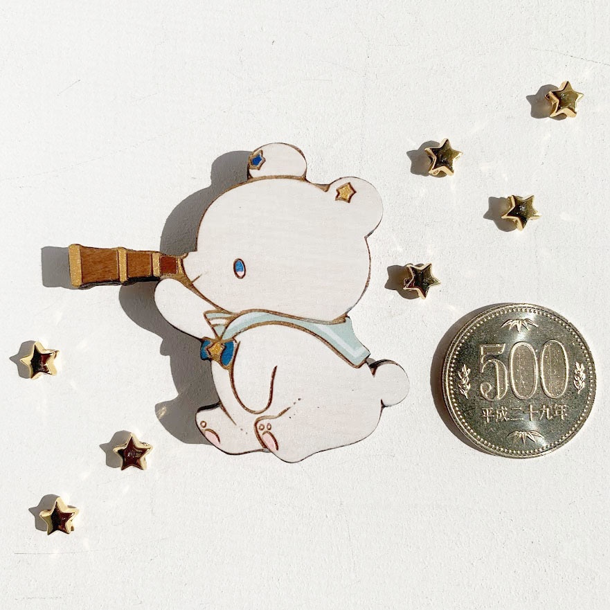 たんけん!星くま*木のブローチ