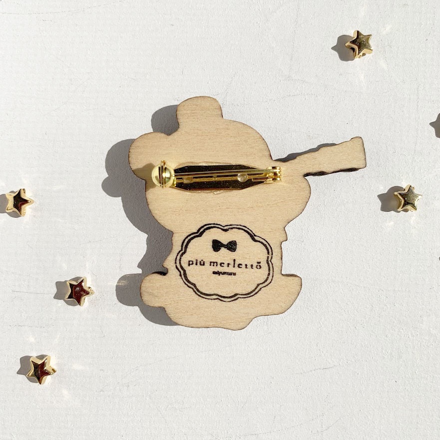 たんけん!星くま*木のブローチ