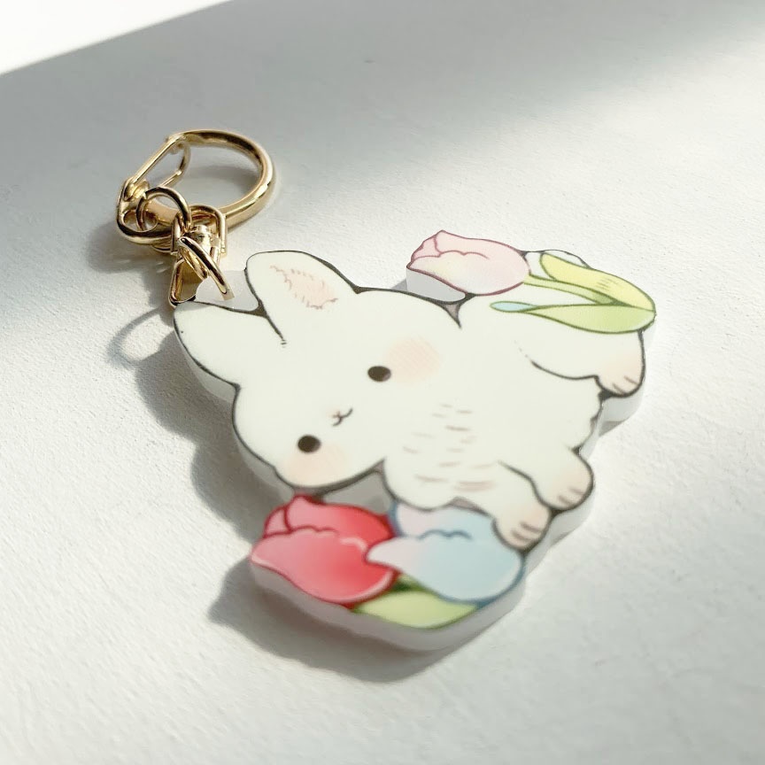 うさぎとおはな*アクリルキーホルダー