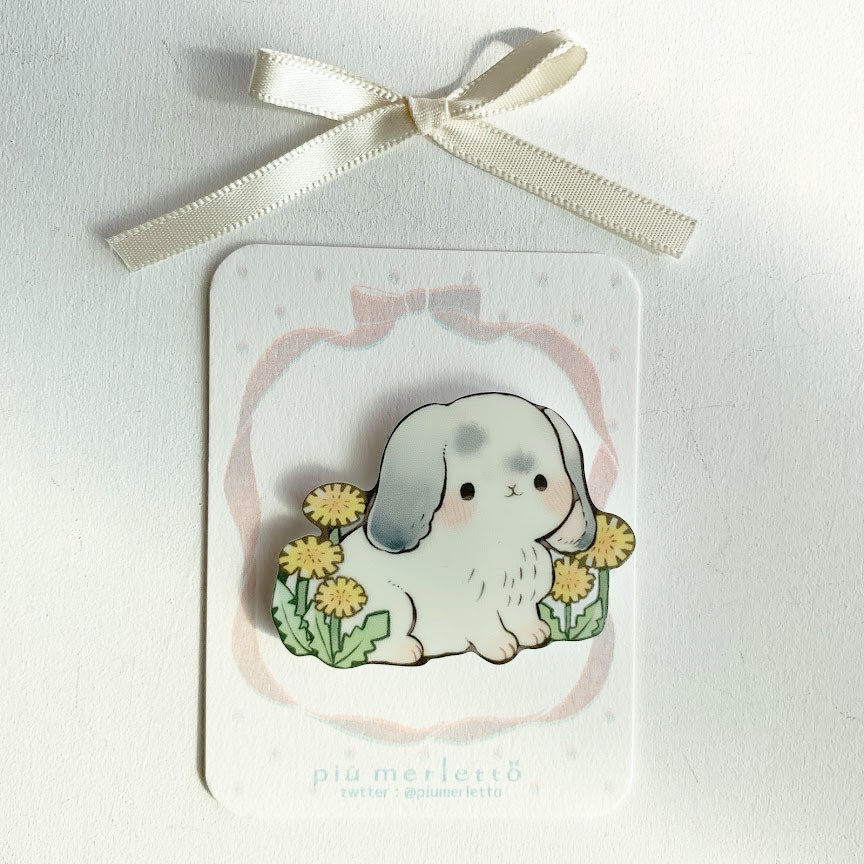 うさぎとおはな*アクリルブローチ