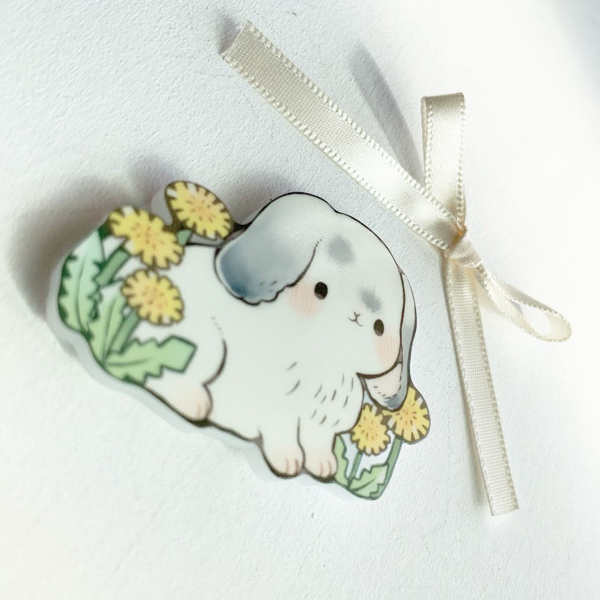 うさぎとおはな*アクリルブローチ