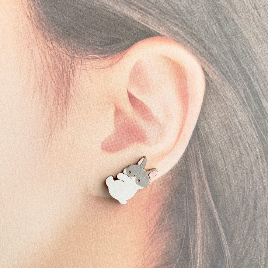 つれてってうさぎイヤカフ*木のイヤカフ