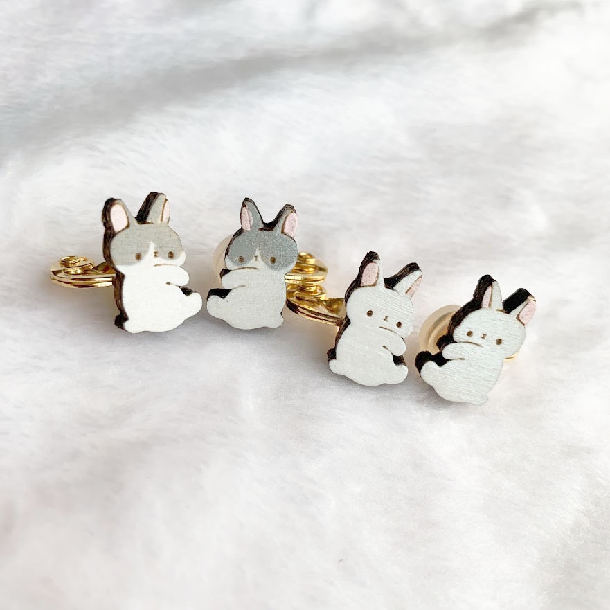 つれてってうさぎイヤカフ*木のイヤカフ