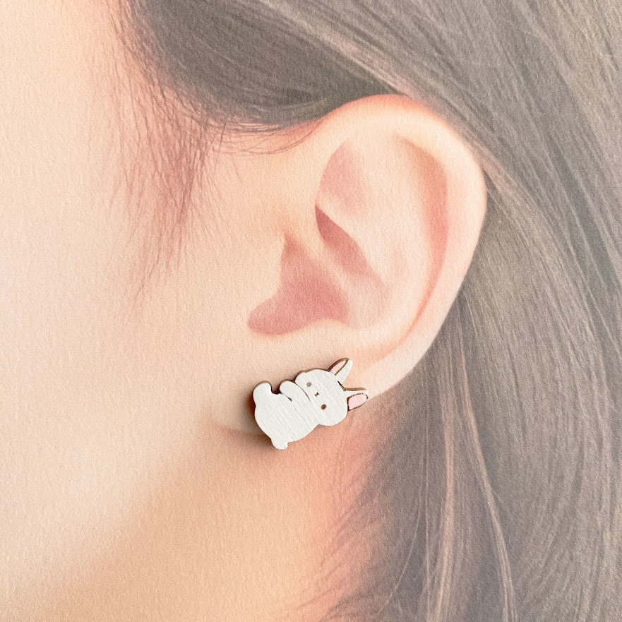 つれてってうさぎイヤカフ*木のイヤカフ