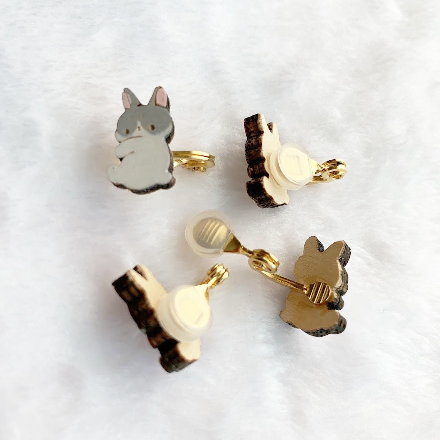 つれてってうさぎイヤカフ*木のイヤカフ