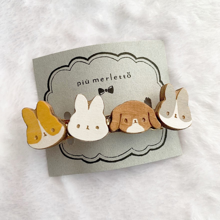 ほっこりうさぎさん*木のバレッタ