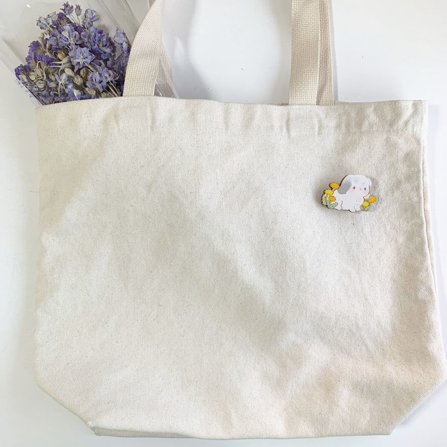 うさぎさんとたんぽぽ*木のブローチ