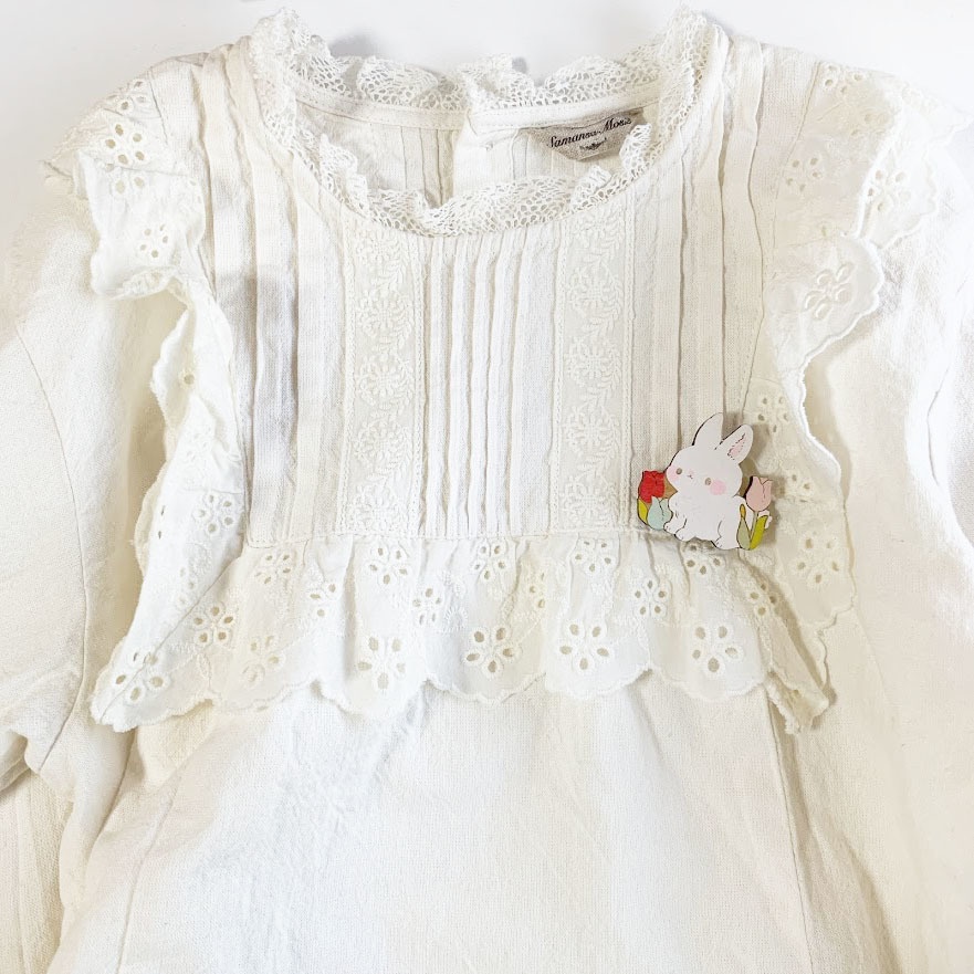 うさぎさんとチューリップ*木のブローチ