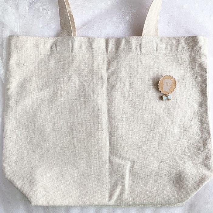 きらきら思い出のレースモチーフ(リボン付き)*木とアクリルのブローチ