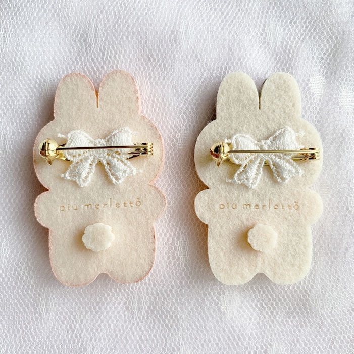 やわらかうさぎ*フェルトのブローチ