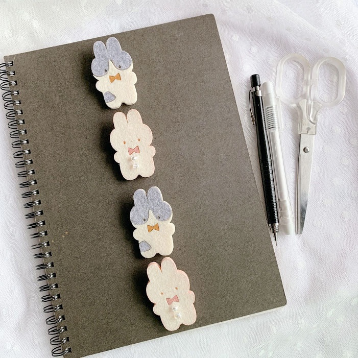 やわらかうさぎ*フェルトのブローチ