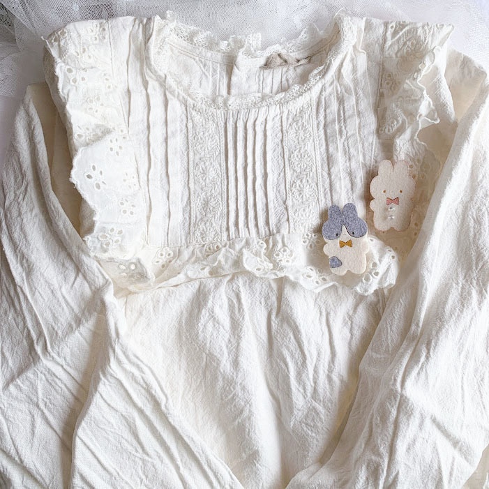 やわらかうさぎ*フェルトのブローチ