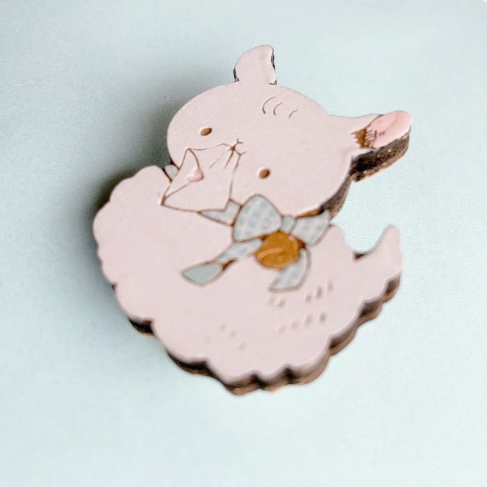 もぐもぐヤギさん*木のブローチ