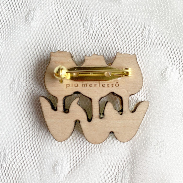 レトロチューリップ(ホワイト)*木とアクリルのブローチ