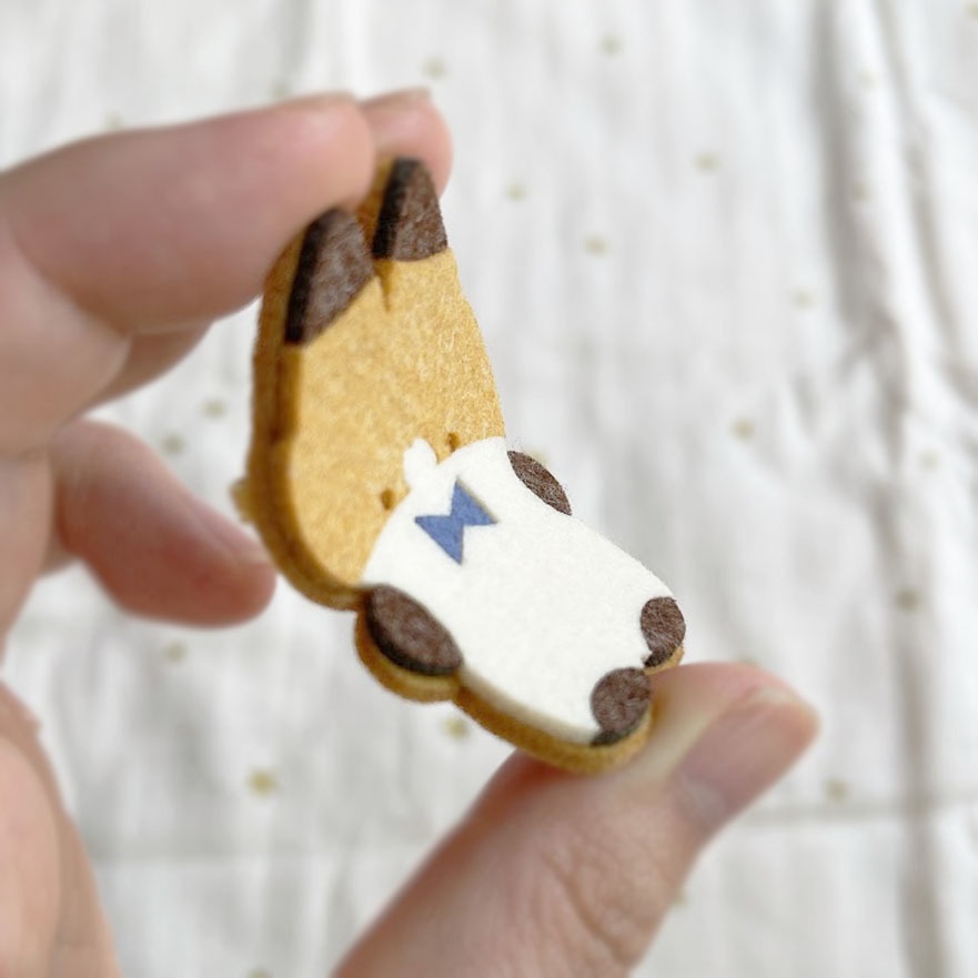 やわらかたぬきときつね*フェルトのブローチ